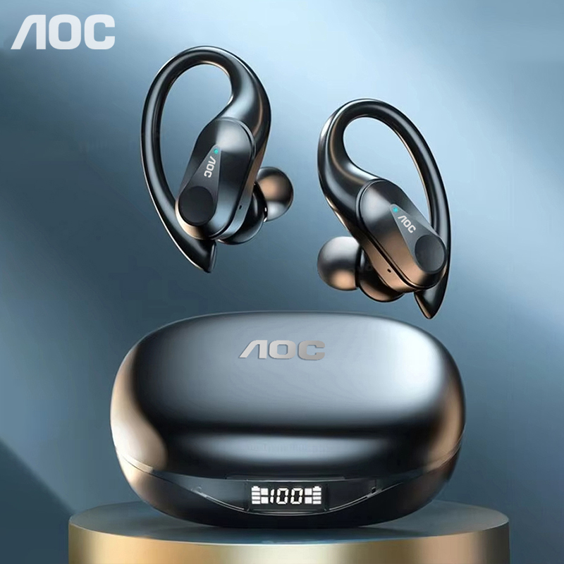 Wireless Charger - ช้อยส์ AOC ชุดหูฟังกีฬาไร้สายบลูทูธ 6.0 หูฟังกันน้ำ LED