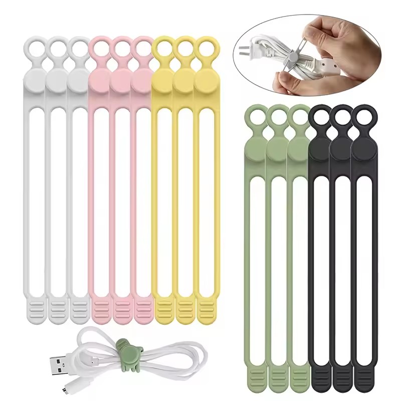 สายรัดซิลิโคน 10 ชิ้น, ที่จัดร - Cable Organizer บทวิจารณ์และราคา