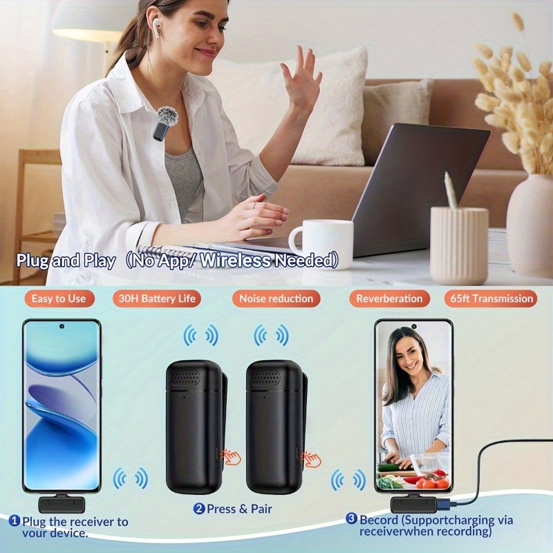 ไมโครโฟนแบบหนีบเสื้อไร้สาย พร้ - Wireless Charger บทวิจารณ์และราคา